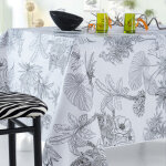 Nappe rectangle tropical puma toile ciree blanc Nappe rectangle tropical puma toile ciree blanc