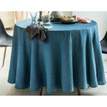 Nappe rectangulaire fontana polyester froiss bleu canard