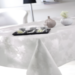 Nappe rectangulaire en tissu damass� flore - blanc