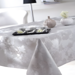 Nappe rectangulaire tissu damass� flore - gris perle