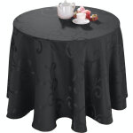 Nappe ronde 170 cm tissu damassé enduit madigan encre Nappe ronde 170 cm tissu damassé enduit madigan encre