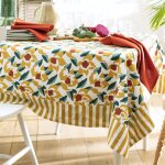Nappe ronde en coton �15 anaya fleurs - jaune ocre