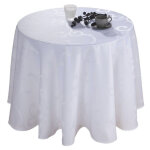 Nappe ronde damassé enduit madigan blanc Nappe ronde damassé enduit madigan blanc