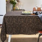 Nappe ronde gaze de coton 150 � fleuror - noir