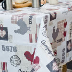 Nappe ronde country side toile ciree blanc Nappe ronde country side toile ciree blanc