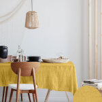 Nappe ronde 140 cm toile ciree moutarde Nappe ronde 140 cm toile ciree moutarde