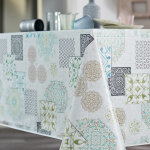 Nappe ronde 140 cm faience toile ciree multicolore Nappe ronde 140 cm faience toile ciree multicolore