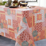 Nappe ronde 140 cm toile ciree orange Nappe ronde 140 cm toile ciree orange
