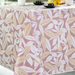 Nappe ronde 140 cm liv beige toile ciree rose Nappe ronde 140 cm liv beige toile ciree rose