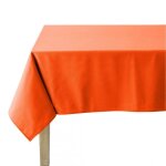 Nappe unie en coton, trait�e teflon, made in france, cambrai, orange