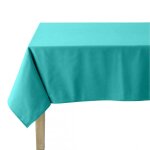 Nappe unie en coton, trait�e teflon, made in france, cambrai, bleu turquoise