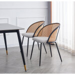 Nordlys - lot de 2 chaises de salle a manger industrielles metal cannage rotin gris