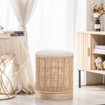 Nordlys - pouf de salon en bois et velours