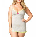 Nuisette en jersey et dentelle grande taille - grise