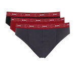 Pack de 3 slips coton stretch - ceinture sigle gris / rouge en tissu
