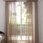 Panneau voilage uni en �tamine galon fronceur - beige