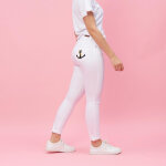 Pantalon 5 poches broderie sur poche femme - blanc en coton