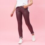 Pantalon 5 poches en coating femme - rouge
