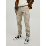 Pantalon cargo carrot fit gris beige en coton