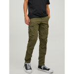 Pantalon cargo carrot fit vert fonc en coton