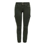 Pantalon cargo fermeture par bouton. fermeture clair taille moyenne vert fonc en coton anya