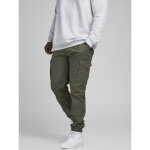Pantalon cargo slim tapered fit vert fonc en coton