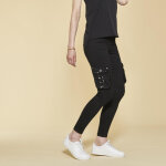 Pantalon cargo sur chevilles poches latérales et coutures genoux femme - noir en coton Pantalon cargo sur chevilles poches latérales et coutures genoux femme - noir en coton