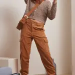 Pantalon cargo en velours cappuccino
