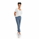 Pantalon chino slim cheville bleu indigo en coton