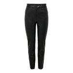 Pantalon en cuir synthtique fermeture par bouton. fermeture clair taille haute noir luna