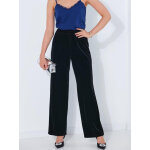 Pantalon droit en velours avec taille lastique noir