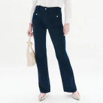 Pantalon femme bleu marine en coton