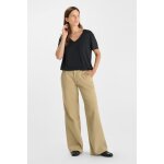 Pantalon flare tahis beige gaia en coton