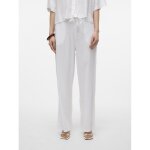 Pantalon  jambe large taille moyenne blanc en lin lara