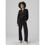 Pantalon  jambe large taille moyenne noir en viscose nora