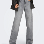 Pantalon jean taille haute onljuicy - gris en coton zara