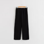 Pantalon large cropped noir en viscose