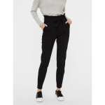 Pantalon paperbag loose fit taille haute pleine longueur noir en viscose