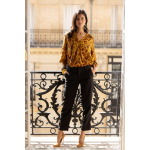 Pantalon poches latrales pinces dos femme - noir