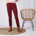 Pantalon poches et pinces femme - rouge grenat en coton Pantalon poches et pinces femme - rouge grenat en coton