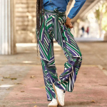 Pantalon prisco raye bleu en viscose