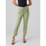 Pantalon regular fit taille moyenne longueur cheville vert en viscose