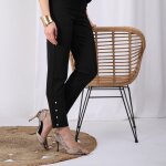 Pantalon taille lastique bas ferms par perles fantaisie femme - noir