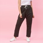 Pantalon taille en côtes élastiques bas zippés grandes taille femme - vert foncé Pantalon taille en côtes élastiques bas zippés grandes taille femme - vert foncé