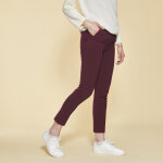 Pantalon taille lastique et pinces dos femme - lie de vin rouge