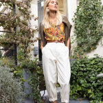 Pantalon twill carotte avec ceinture luna en coton beige Pantalon twill carotte avec ceinture luna en coton beige