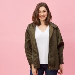 Parka  capuche intrieure manches 3 / 4 femme - vert