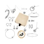 Parure et coffret 5 bijoux myc - paris - argent et cristal