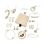Parure et coffret 5 bijoux myc - paris blanc - dor et cristal
