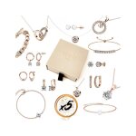 Parure et coffret 5 bijoux myc - paris - or ros et cristal